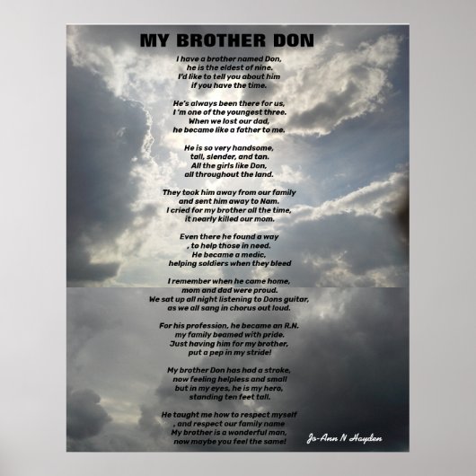 IK HEB EEN BROER GENOEMD DON-gedicht. Poster (Voorkant)
