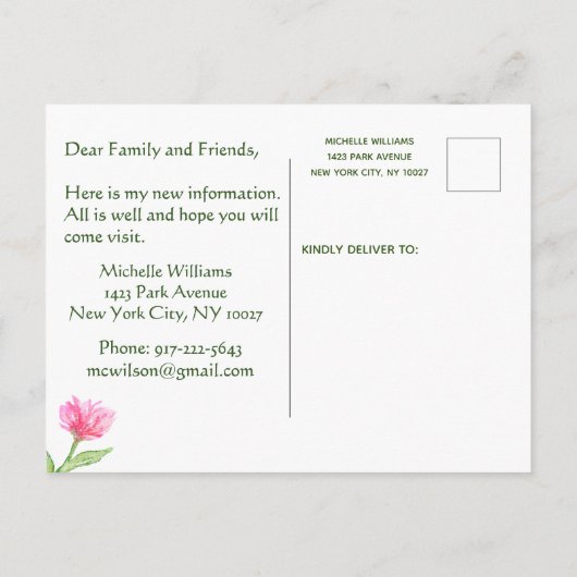 Ik heb een budget Fun Waterverf Castle Moving Aankondigingskaart (Achterkant)