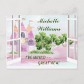 Ik heb een budget Fun Waterverf Castle Moving Aankondigingskaart (Voorkant)