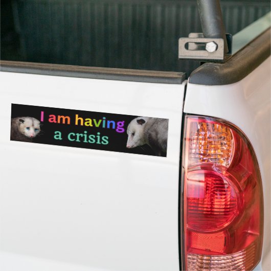 Ik heb een crisis, grappige possum bumpersticker (Op Truck)