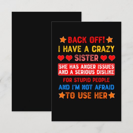 Ik heb een gekke zuster. bedankkaart (Voorkant / Achterkant)