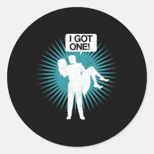 Ik Heb Een Grappig Verlovingsfeest Bruid Bruidegom Ronde Sticker