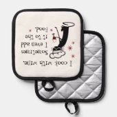 Ik heb een grappige citaat uit wijn met kat pannenlap (Voorkant / Achterkant)