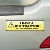 Ik heb een grote tractor bumpersticker (Op auto)