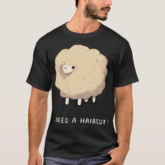 Ik heb een haircut nodig. Overgeteelde schapen T-shirt (Voorkant)