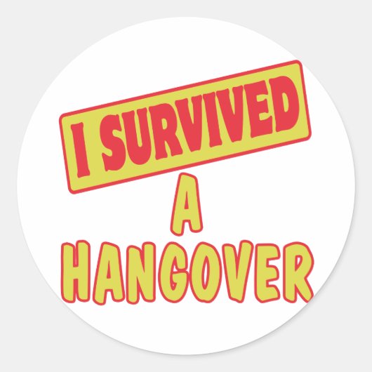 IK HEB EEN HANGOVER OVERLEVEN RONDE STICKER (Voorkant)
