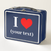 IK HEB EEN HART! Metalen lunchbox - Blauw - Aangep (Voorkant)