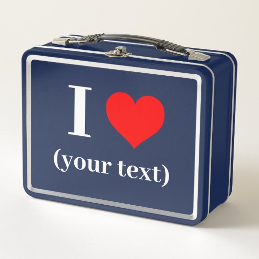 IK HEB EEN HART! Metalen lunchbox - Blauw - Aangep (Voorkant)