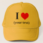 IK HEB EEN HART! Trucker Hat - Geel - Aanpassen Trucker Pet (Voorkant)