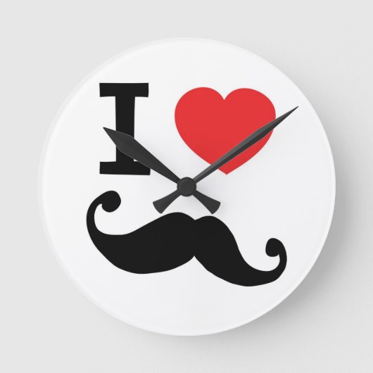 Ik heb een harttwirly Mustache Ronde Klok (Voorkant)