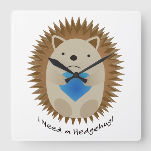Ik heb een Hedgehug-egel nodig Vierkante Klok (Voorkant)