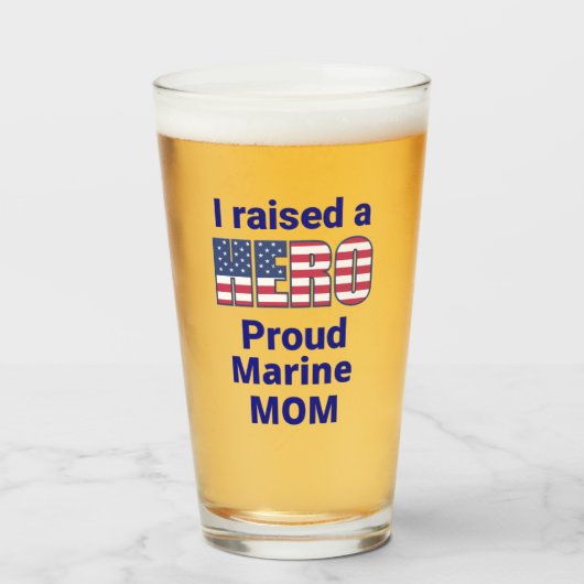 "Ik heb een HERO opgevoed, Proud Marine Mam Glas (Voorkant gevuld)