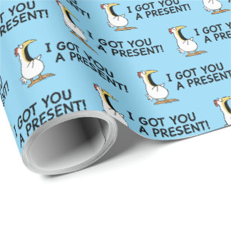 IK HEB EEN KADO VOOR JE! schreeuwende kip Cadeaupapier