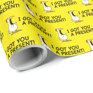 IK HEB EEN KADO VOOR JE! schreeuwende kip Cadeaupapier