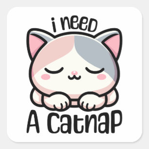 Ik heb een katapje nodig! Schattigee slapende kat Vierkante Sticker