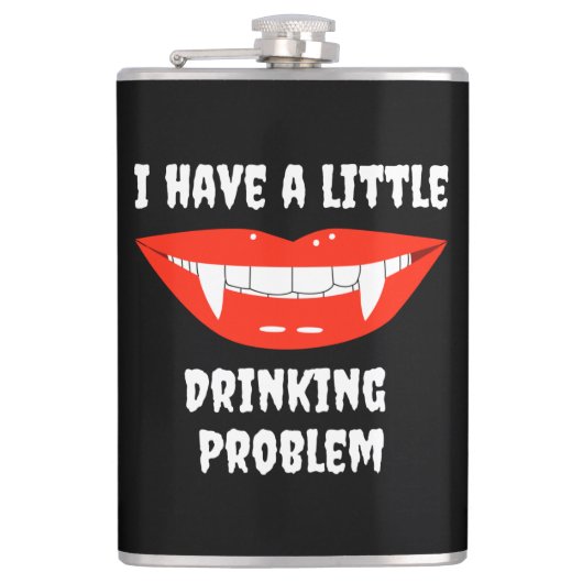 Ik heb een klein Drink probleem met vampiertanden Heupfles (Voorkant)