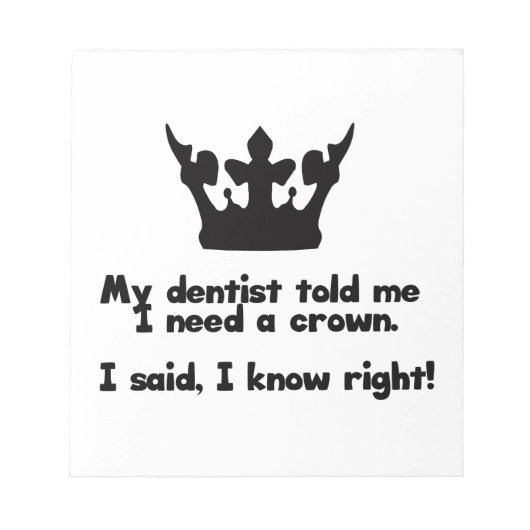 Ik heb een kroon nodig notitieblok (Voorkant)