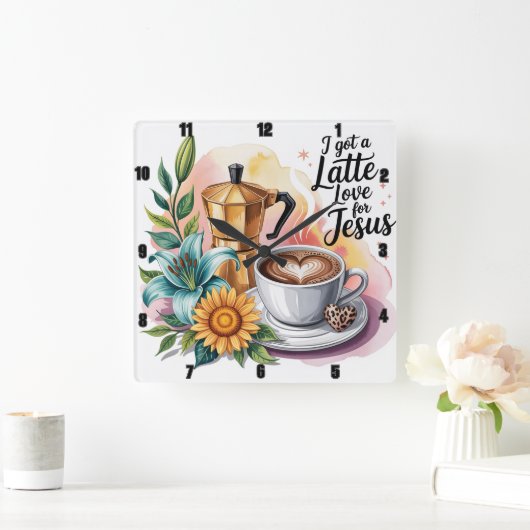 Ik heb een latte liefde voor Jezus Vierkante Klok (Huis)