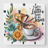 Ik heb een latte liefde voor Jezus Vierkante Klok (Voorkant)