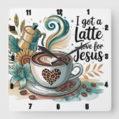 Ik heb een latte liefde voor Jezus Vierkante Klok (Voorkant)
