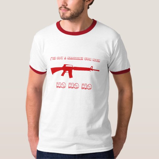Ik heb een machine pistool, HO HO die Hard Quote T-shirt (Voorkant)