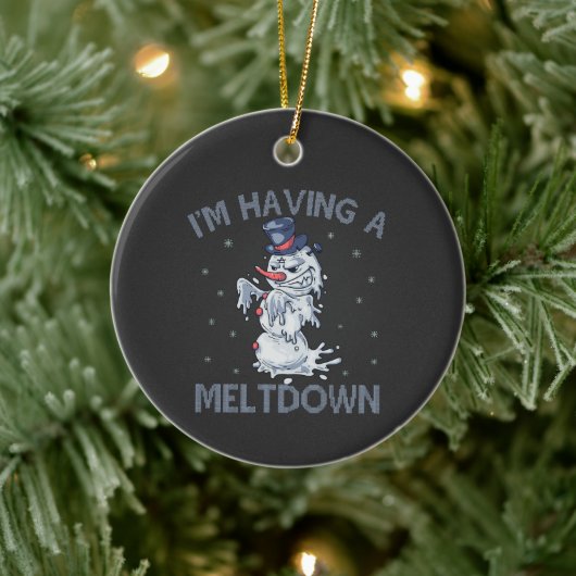 Ik heb een Meltdown Funny Christmas Sneeuwman cade Keramisch Ornament (Boom)