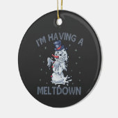 Ik heb een Meltdown Funny Christmas Sneeuwman cade Keramisch Ornament (Links)