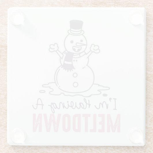 Ik heb een Meltdown - Grappig Snowman Design Glazen Onderzetter (Achterkant)