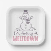 Ik heb een Meltdown - Grappig Snowman Design Papieren Bordje (Voorkant)