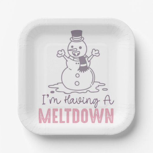 Ik heb een Meltdown - Grappig Snowman Design Papieren Bordje (Voorkant)
