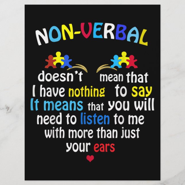 Ik heb een non-verbaal autisme-bewustzijn.. een pu briefhoofd (Voorkant)