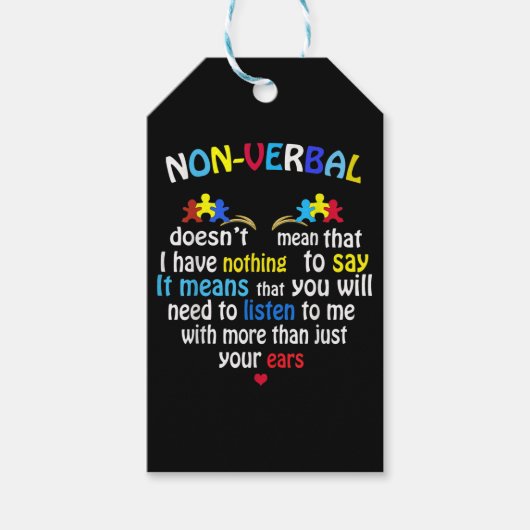 Ik heb een non-verbaal autisme-bewustzijn.. een pu cadeaulabel (Voorkant)