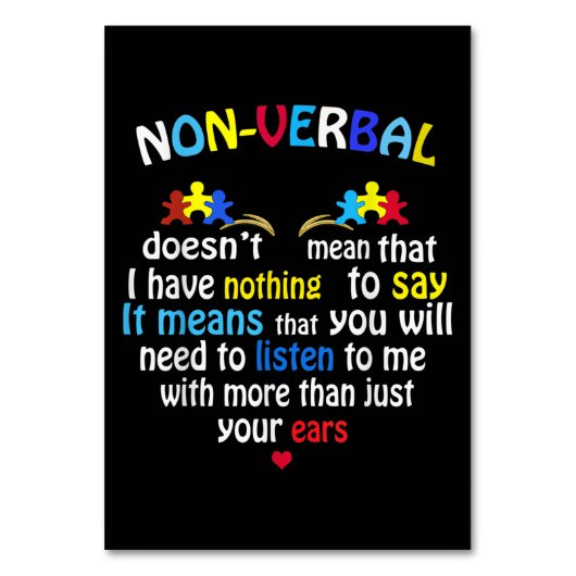 Ik heb een non-verbaal autisme-bewustzijn.. een pu kaart (Voorkant)