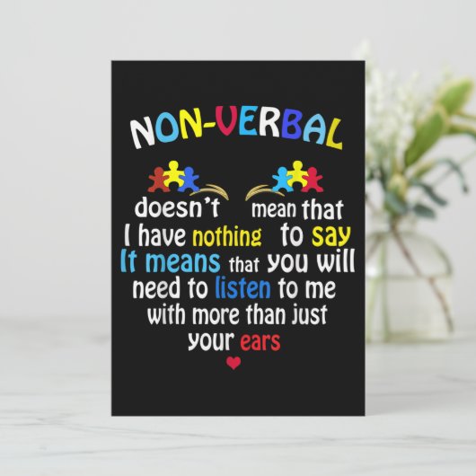 Ik heb een non-verbaal autisme-bewustzijn.. een pu kaart (Staand voorkant)