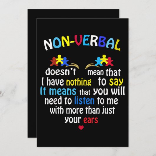 Ik heb een non-verbaal autisme-bewustzijn.. een pu kaart (Voorkant / Achterkant)