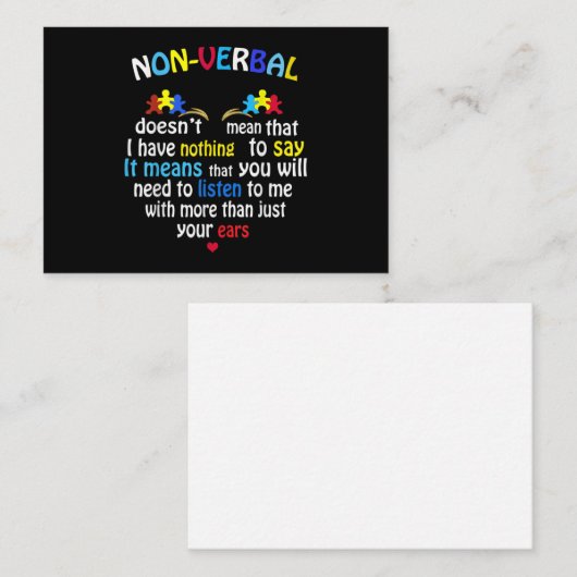 Ik heb een non-verbaal autisme-bewustzijn.. een pu notitiekaartje (Voorkant / Achterkant)