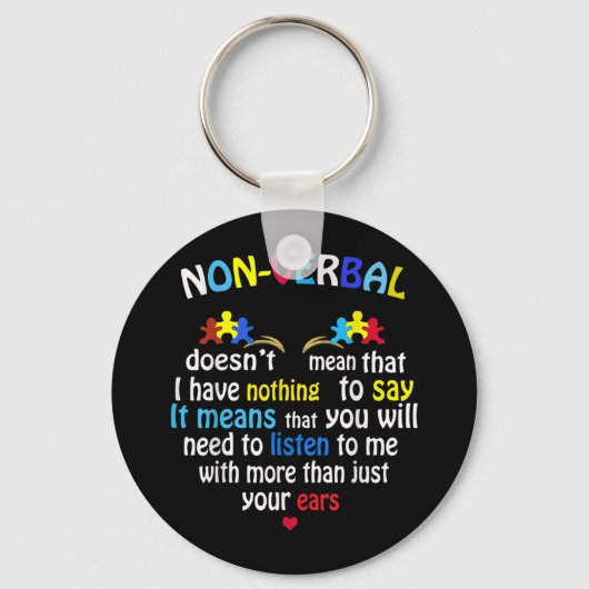 Ik heb een non-verbaal autisme-bewustzijn.. een pu sleutelhanger (Voorkant)