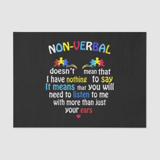 Ik heb een non-verbaal autisme-bewustzijn.. een pu tissuepapier (Voorkant)