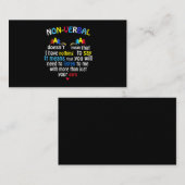 Ik heb een non-verbaal autisme-bewustzijn.. een pu visitekaartje (Voorkant / Achterkant)