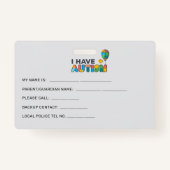Ik heb een op autisme levendige persoonlijke ID Badge (Achterkant)