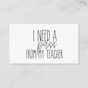 Ik heb een pasje van mijn leraar nodig. kaarten visitekaartje