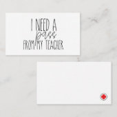 Ik heb een pasje van mijn leraar nodig. kaarten visitekaartje (Voorkant / Achterkant)