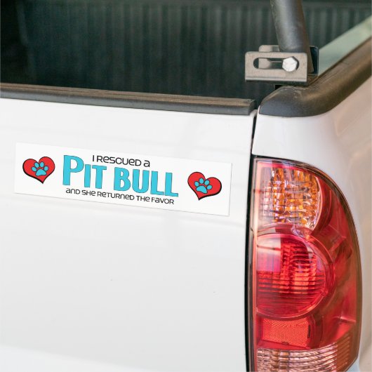Ik heb een Pit Bull (Vrouw Dog) gered Bumpersticker (Op Truck)