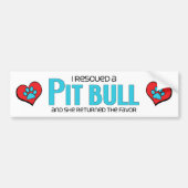 Ik heb een Pit Bull (Vrouw Dog) gered Bumpersticker (Voorkant)
