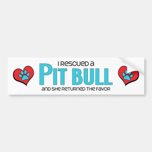 Ik heb een Pit Bull (Vrouw Dog) gered Bumpersticker (Voorkant)