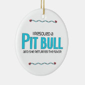Ik heb een Pit Bull (Vrouw Dog) gered Keramisch Ornament (Rechts)