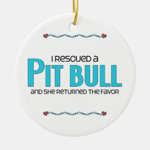 Ik heb een Pit Bull (Vrouw Dog) gered Keramisch Ornament