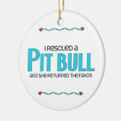 Ik heb een Pit Bull (Vrouw Dog) gered Keramisch Ornament (Links)