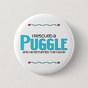 Ik heb een 'Puggle' (mannelijk) ontwerp van de hon Ronde Button 5,7 Cm