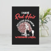 Ik heb een Red Hair Warning Label Redhead Ginger G Kaart (Staand voorkant)